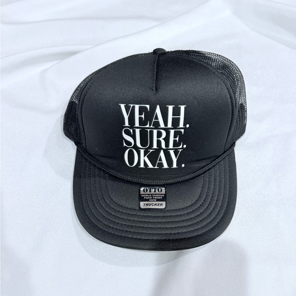 OTTO Black Mesh Trucker Hat with White Text